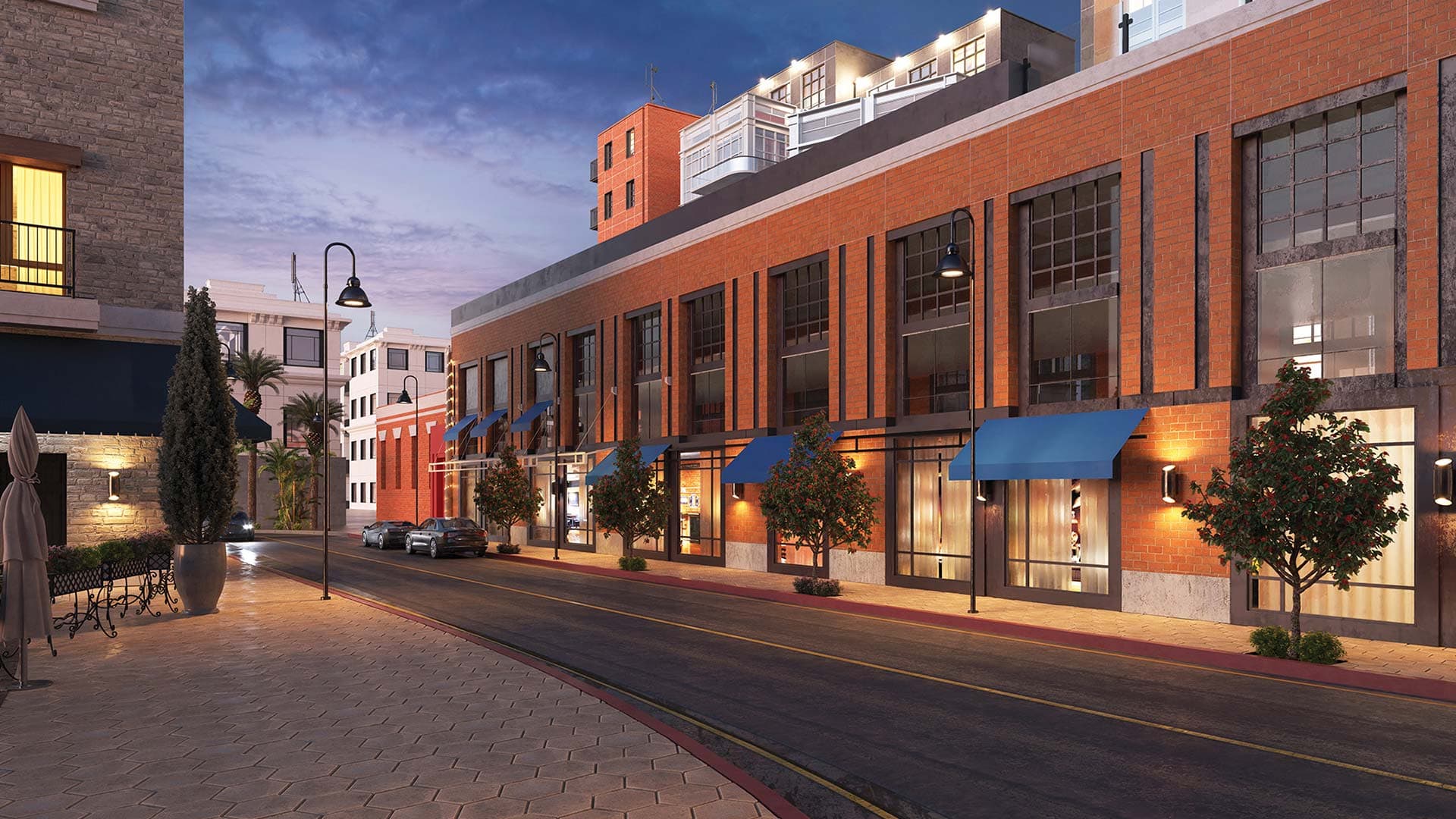 Roadway lighting with GlasWerks® LED Bern® Luminescent Pendant Series.