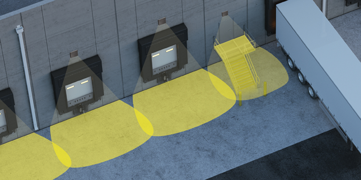 Rendering of the light distribution of Lithonia Lighting's WPX LED wall pack lights.