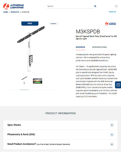 HOLOBEAM Steel Pole Direct Burial Product Web Page